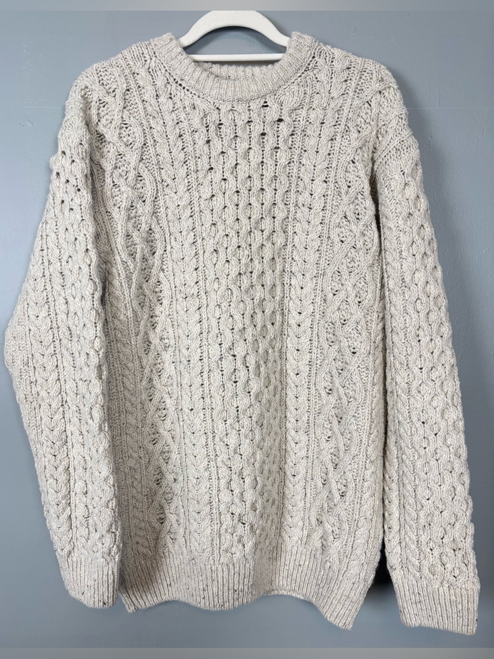 Aran Sweater Market Ireland Wool Cashmere Blend Cable Knit Sweater Oatmeal